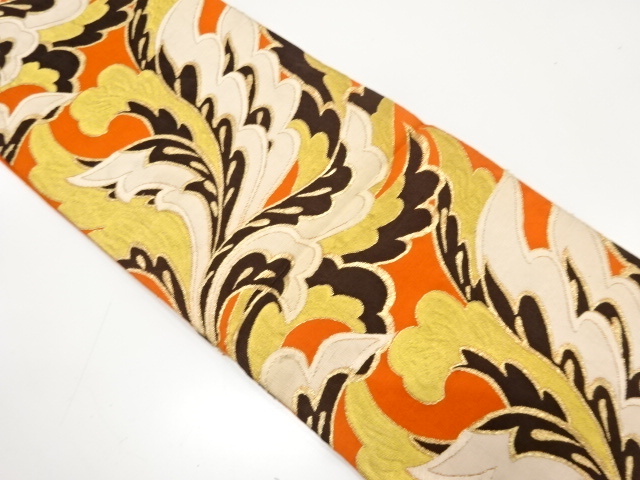 JAPANESE KIMONO / ANTIQUE FUKURO OBI / SILK / WOVEN PLANTS